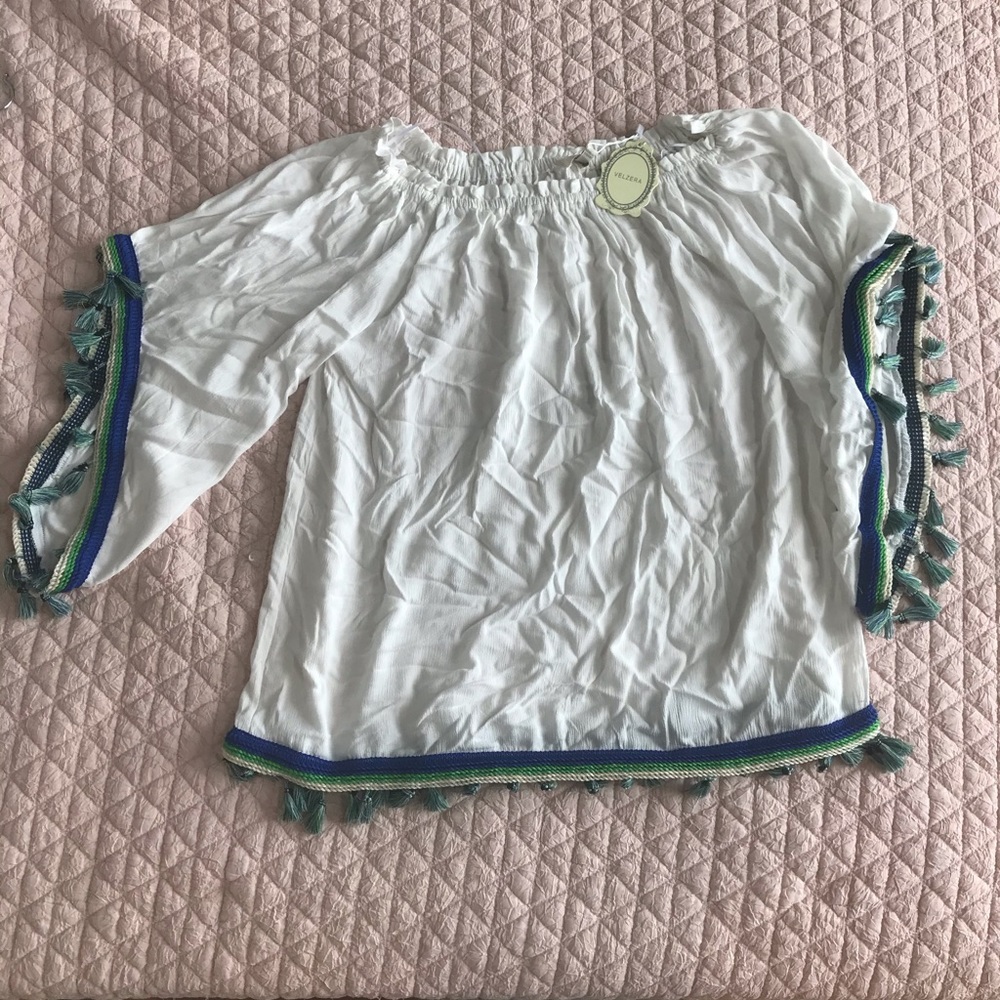 White Velzera tassel top NWT